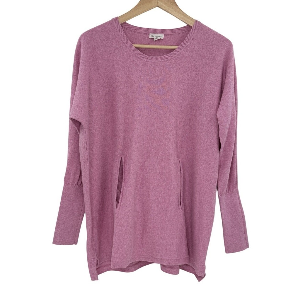 Garnet Hill Organic Cotton Pink Sweater Size M Dolman Slv Preppy Minimalist‎